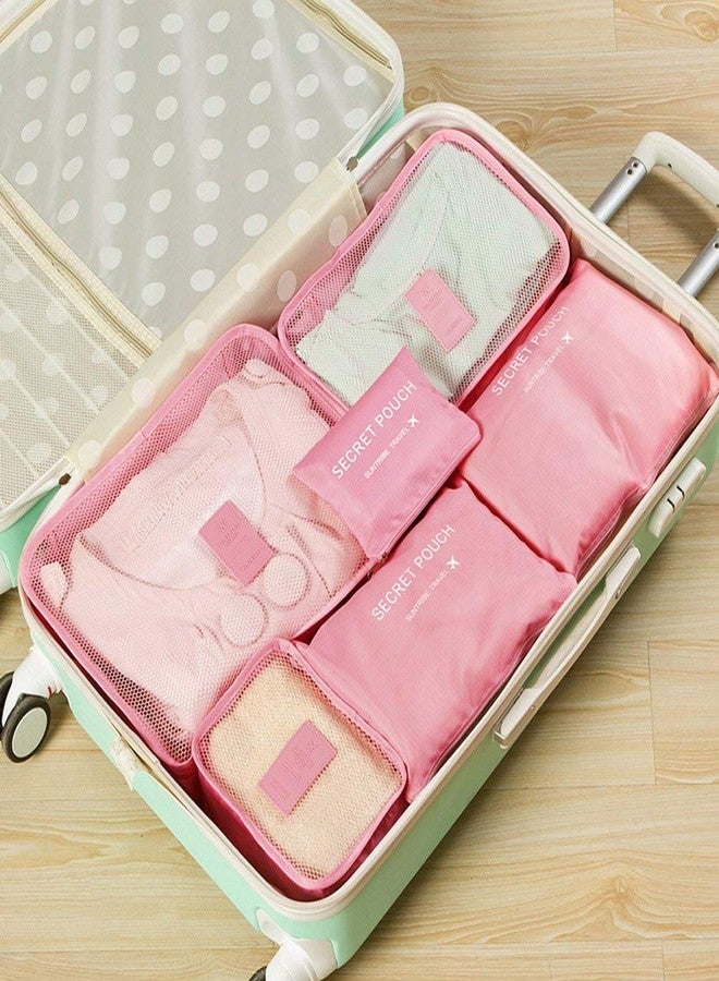 Waymore Travel Packing Cube Luggage Organizers Bag Clothes Storage Secret Pouches with Shoe Pouch (Pink) (Set of 7pcs) - Image 4
